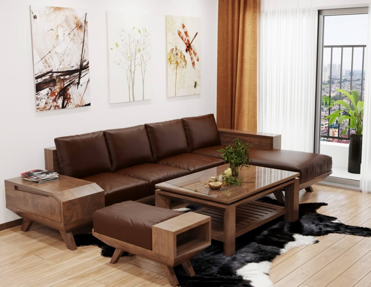Những mẫu sofa gỗ cho phòng khách nhỏ, bộ bàn ghế gỗ nhỏ gọn