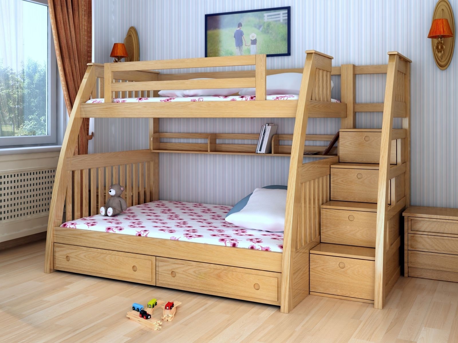 Giường hai tầng cho bé, giường tầng trẻ em bằng gỗ
