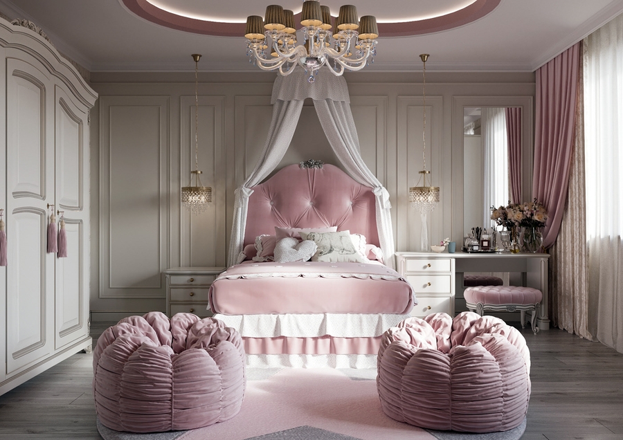 Gợi ý mẫu phòng ngủ trẻ em màu hồng dễ thương giành cho các bé gái